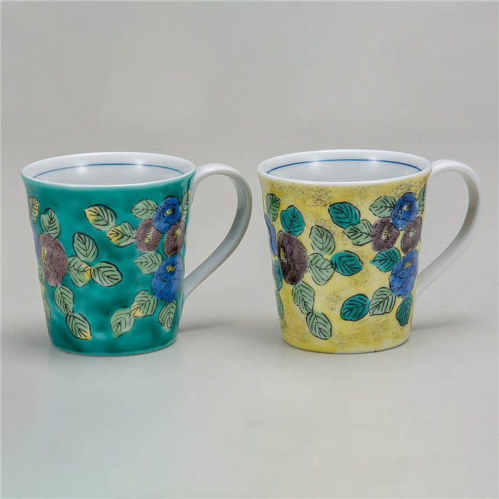 マグカップ カップ コップ マグ 陶器 人気 和風 可愛い かわいい 器 ギフト 贈り物 プレゼント 九谷焼 山茶花 カフェ風 和食器 ペアマグカップ コーヒーマグ 来客用 コーヒーカップ おしゃれ 和柄 紅茶 通販でクリスマス 国産 モダン 食器 和モダン