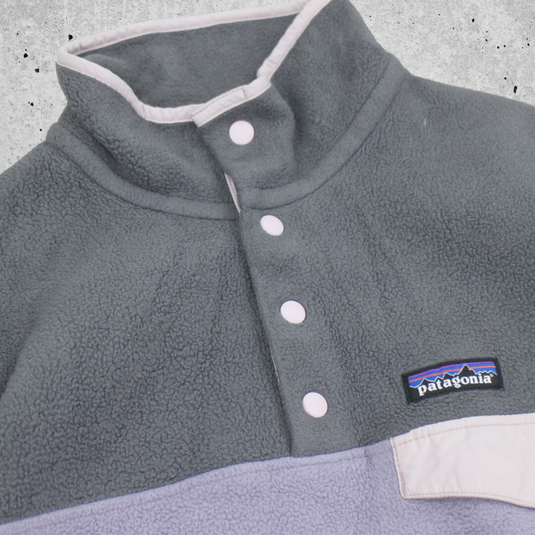 古着 パタゴニア Patagonia Synchilla Fleece Jacket Grey/Light Purple シンチラ スナップT フリースプルオーバー 【Vintage】