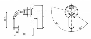 TOTO　TS670CMN型用レバーハンドル部　THY425-1R