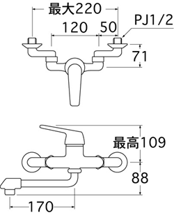 三栄水栓（SAN-EI）　シングル混合栓　CK1700D-4U