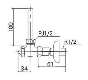 KVK　ロータンク用止水栓　K6T3