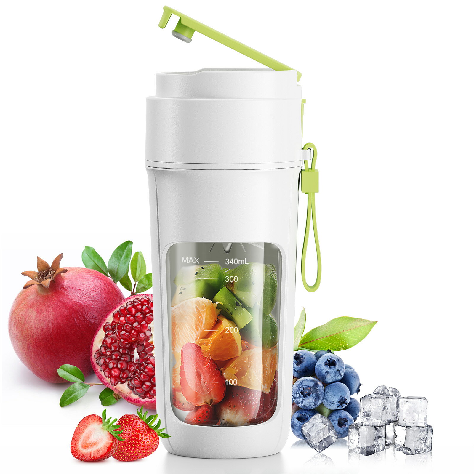 【最新型発売!】ジューサー ミキサー 小型 スムージー 氷も砕ける 野菜 果物 離乳食用 栄養補充 一台多役 一人用 充電式 お手入れが簡単 340ML 180...