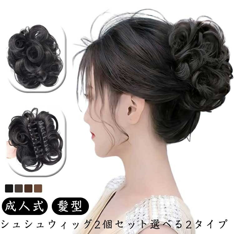 シュシュ つけ毛 部分ウィッグ キッズ ヘアアクセサリー ポイントウィッグ カール 選べる2タイプ ヘアアレンジ お団子 成人式 髪型 ウィッグ ウィッグ 浴衣 着物 ダンス 髪飾り シュシュ 子供 大人 発表会 卒業式 コスプレ 結婚式 イベント