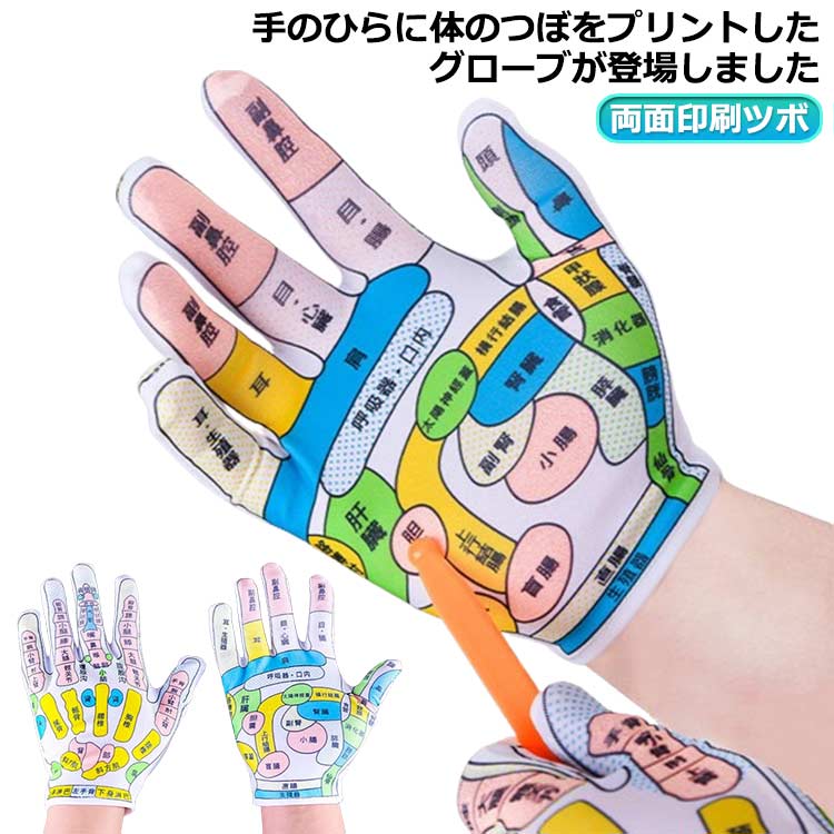 柔らかい 男女兼用 グッズ ストレス解消 通気性 ツボが見える手袋 肌に優しい 両面印刷ツボ マッサージ 手ツボ 手のひら 手袋マッサージ ツボ押し マッサージグローブ 伸縮性あり 洗濯OK 疲れ緩和