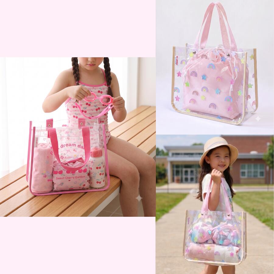 『SUMMER SALE』プールバッグ　女の子　(巾着付き) (32x26x12) ビーチバッグ　うさ...