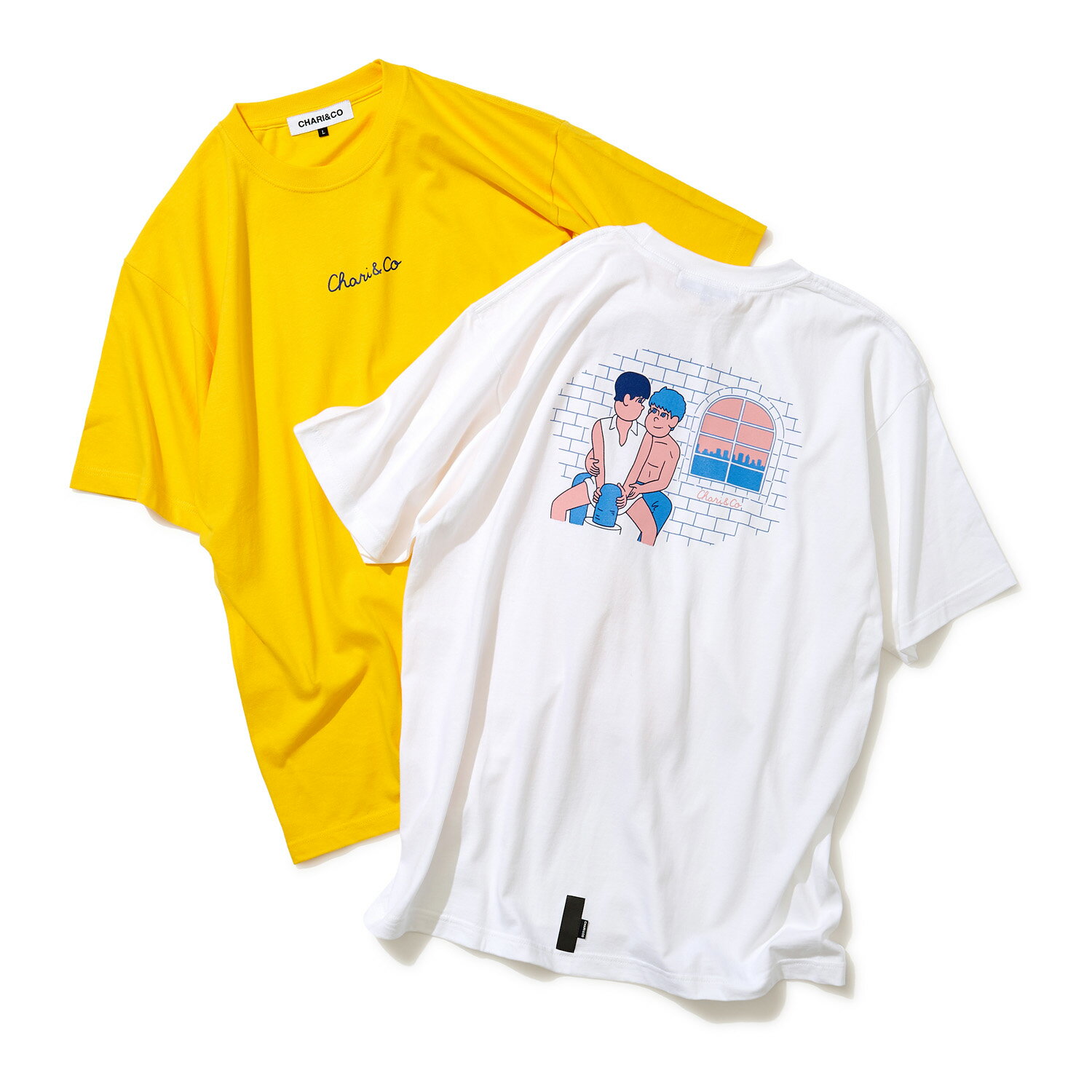 楽天スーパーSALE 60%OFF チャリ＆コー CHARI&CO JUN OSON GHOST WORKSHOP TEE コラボT ホワイト イエロー メール便 送料無料