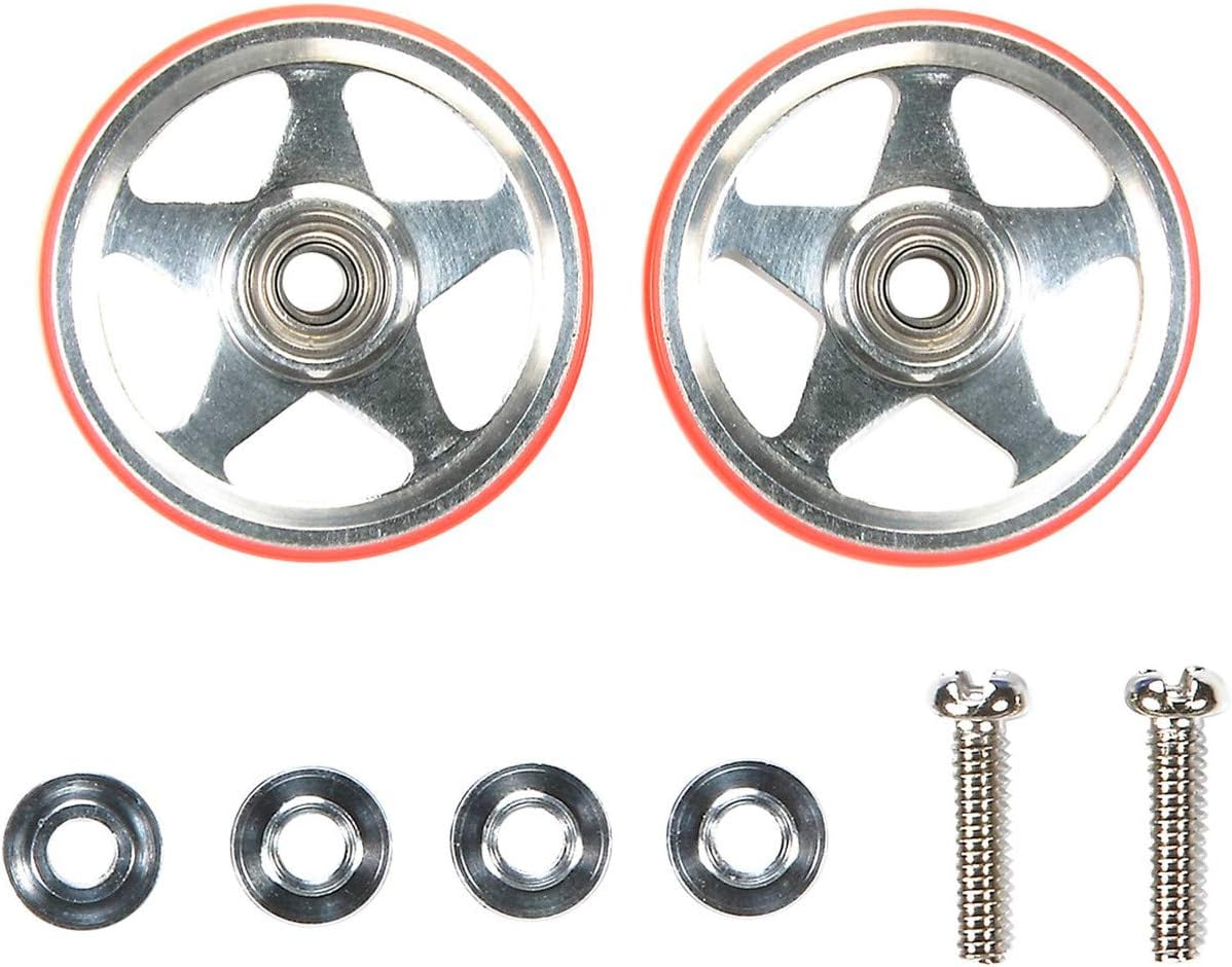 Rakuten - 10月再販分 お一人様6個まで タミヤ ミニ四駆特別企画商品 19mm プラリング付 アルミベアリングローラー 5本スポーク レッド 95396