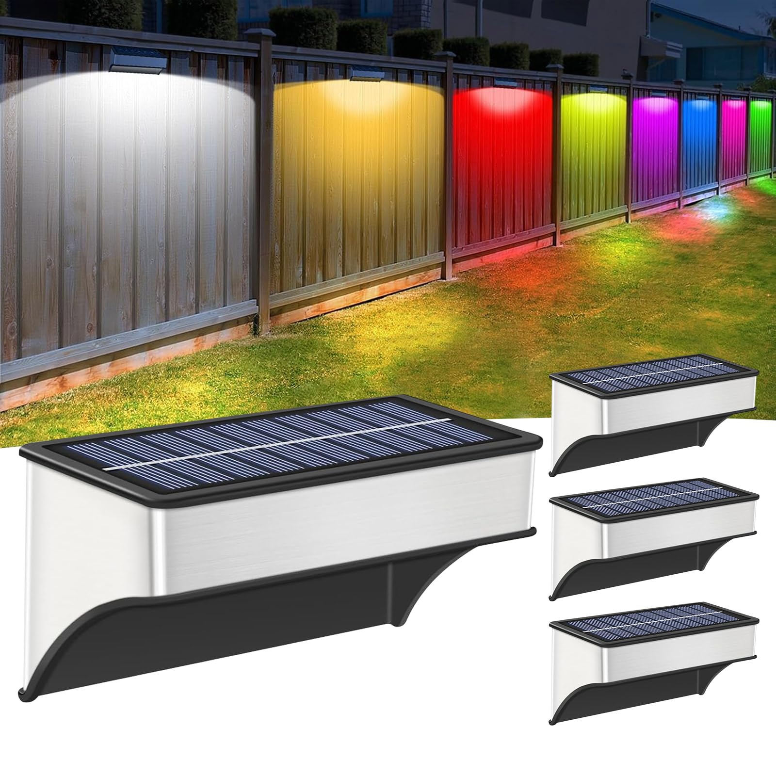 ソーラーガーデンライト 8色LED ソーラー 屋外 階段ライト 0電気代 自動点灯 庭 ライト ソーラー 庭/階段/壁/バックヤード/玄関等に適用（4個）