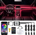 アンビエントライト 車 LEDテープ RGB 4IN1 RGB USB式/シガー式 高輝度 雰囲気 車内装飾 フットランプ インテリア 無限調色 無段階調光 音による変色 サイズ調節可能 スマホアプリコントロール 6メートル(3)