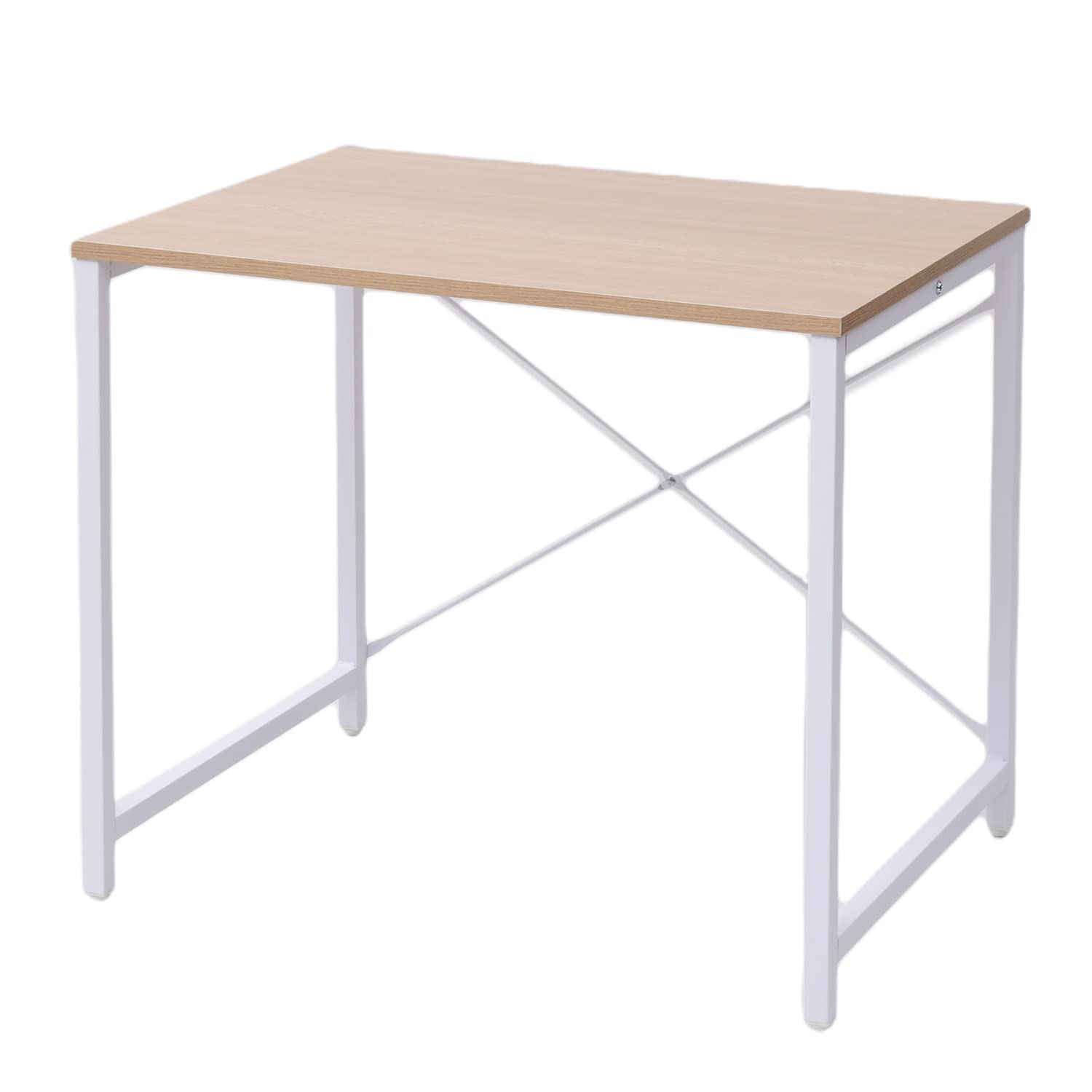 シンプル デスク 幅80×奥行60×高さ70cm アジャスター付き パソコンデスク 勉強机 組立品 ブラウン(木目..