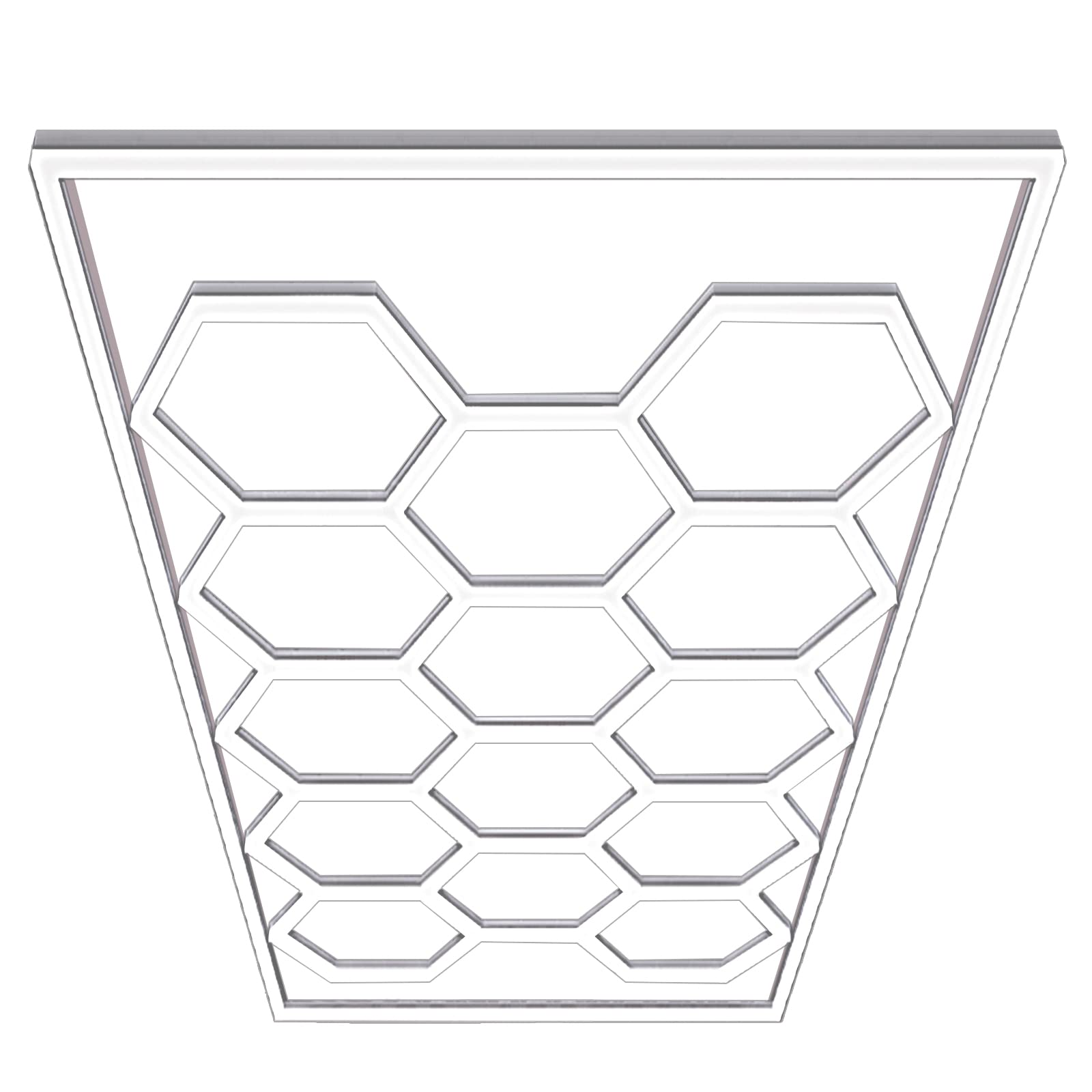 ガレージ用六角形LEDライト 14個 洗車室 天井用 LEDショップライト ホワイトボーダー付きプラスチック製 IP54防水