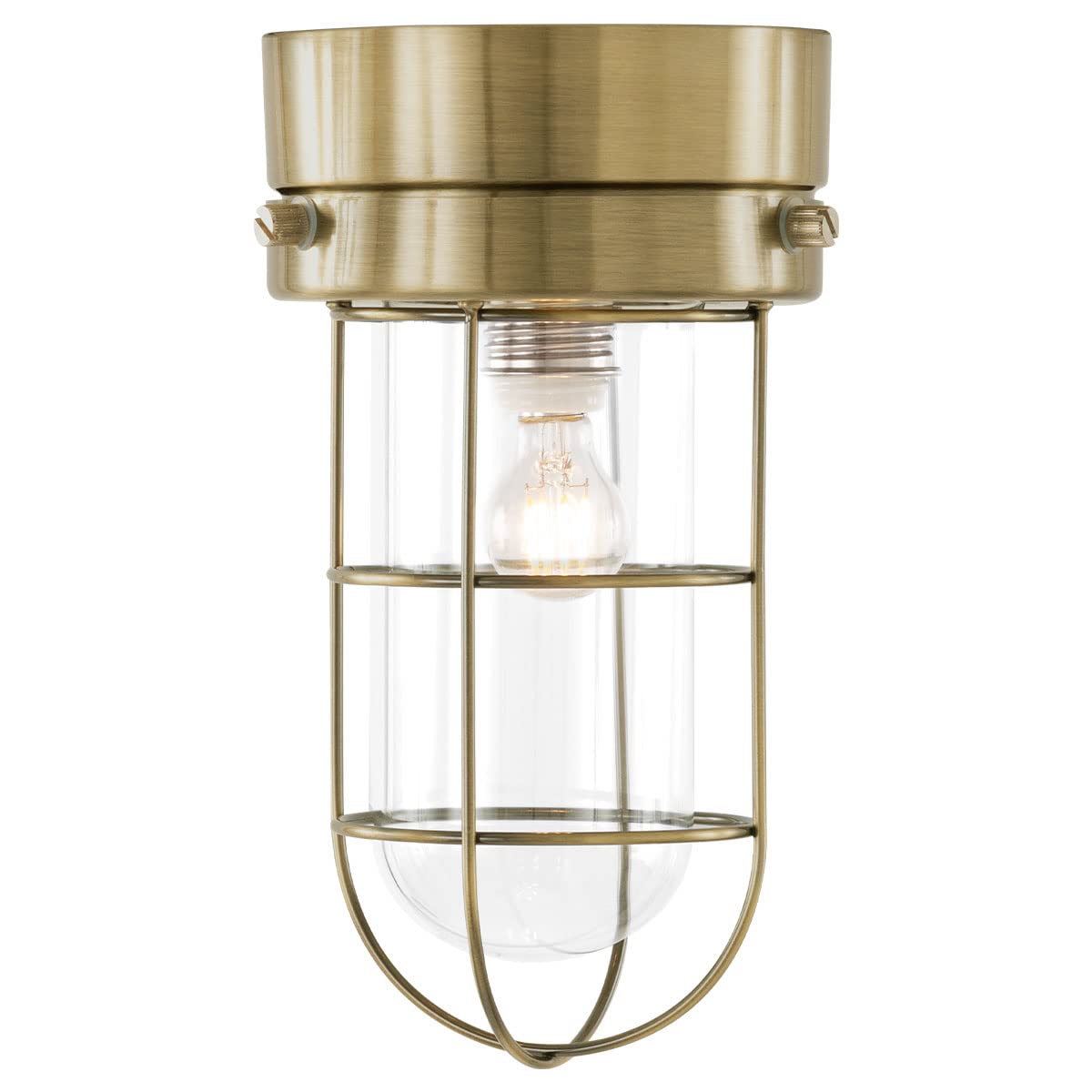 ぼん家具 シーリングライト 小型 天井照明 室内用 マリンランプ 照明器具 LED対応 E17 レトロ トイレ 内玄関 廊下 ゴールド