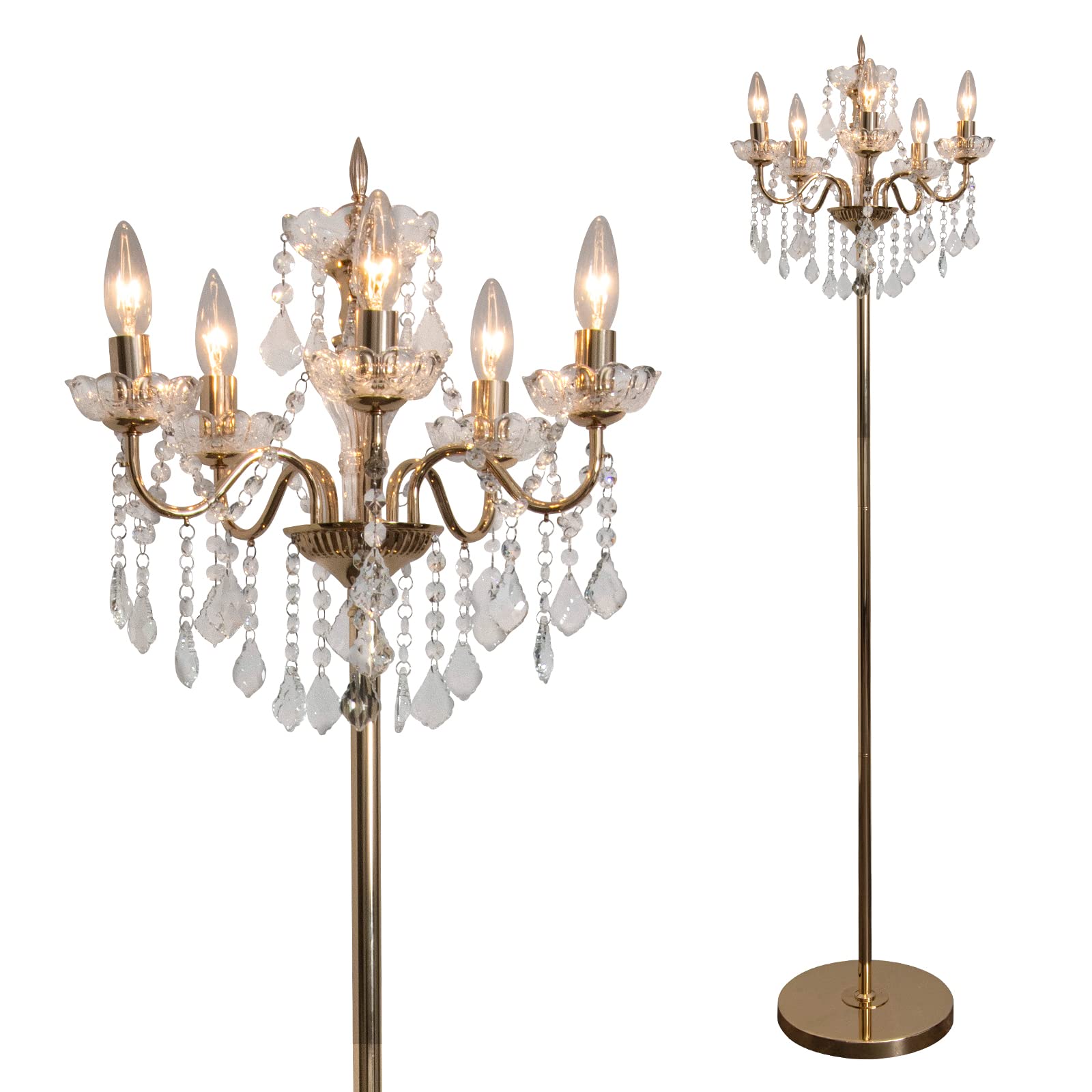 ムーラ フロアライト 5灯 スタンドシャンデリア LED対応 ゴールド エミリア