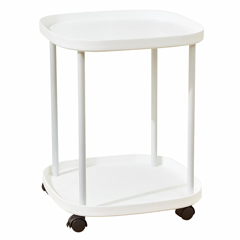 サイドテーブル キャスター付き コーヒーテーブル ナイトテーブル 2段式 移動便利 収納ラック 小物置き..
