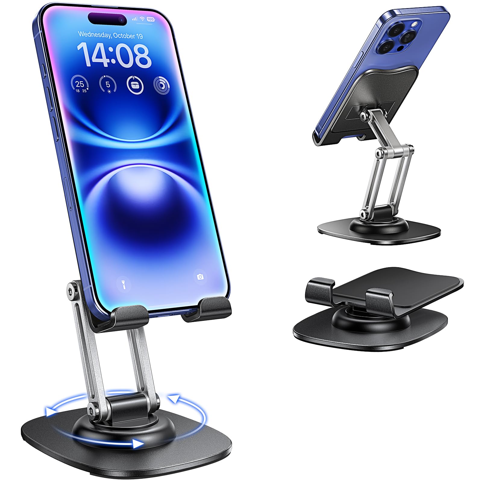 スタンド スマホスタンド 卓上 全金属素材 スタンド 360度自由回転 スマホ スタンド 折り畳み 携帯 3軸..