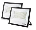 薄型 IP66防水 LED 投光器 作業灯 100V/200V 85-265V対応 100W 15000LM フラッドライト 省エネ 高輝度 アース付きプラグ PSE適合 1.8Mコード ワークライト 駐車場灯 看板灯 工場 倉庫照明 体育館 ガレージライト 街路灯 昼光色 屋内 屋外兼用 (1個) (1台)