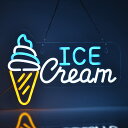 ネオンサイン LEDアイスクリームネオンライト アイスクリーム屋さんお店看板 店舗インテリア レストラン バー 居酒屋 飲食店 喫茶店用サイン パーティー装飾 イベント飾り OPENネオン管ライト USBパワード41*28cm