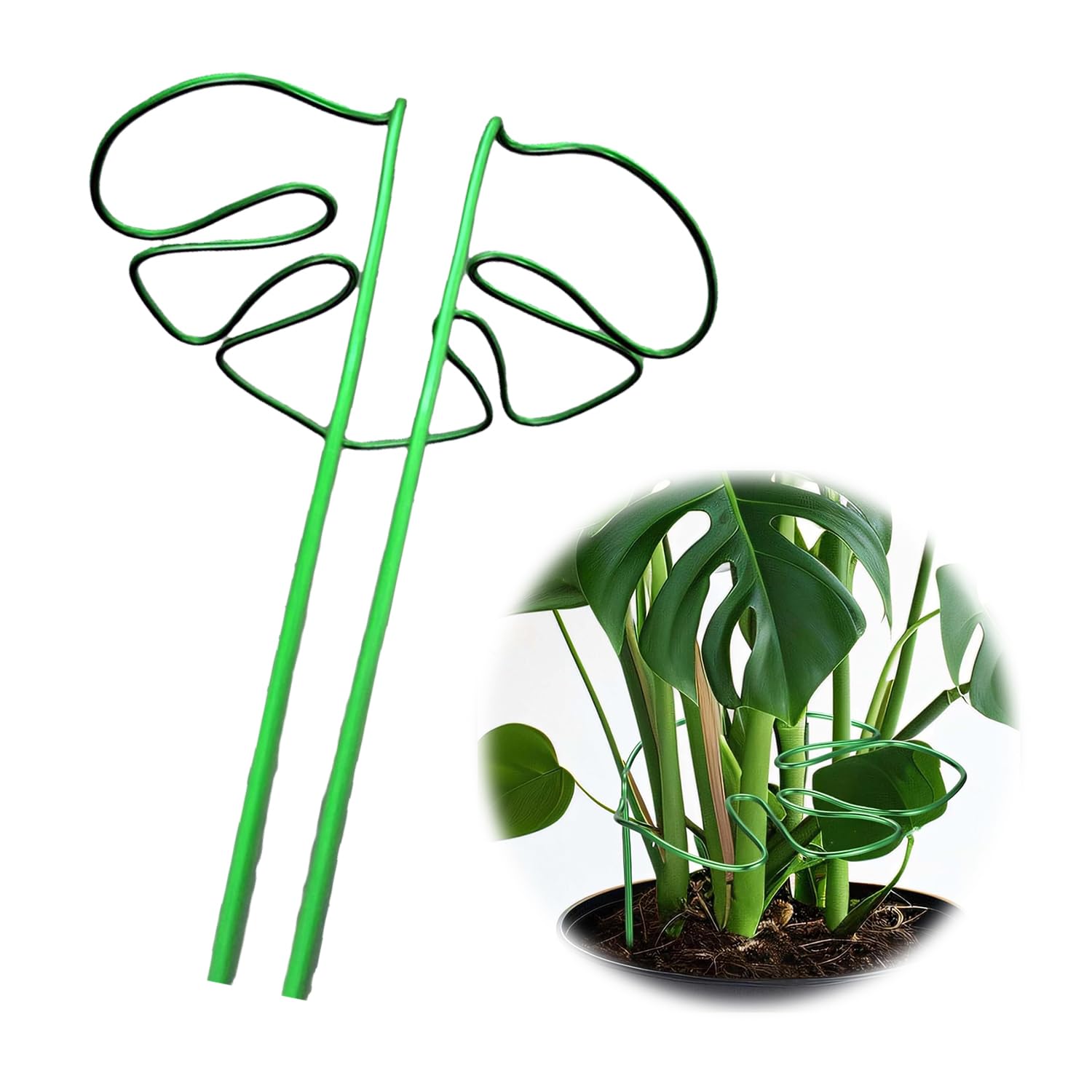 園芸支柱 緑色の植物サポートスタンド 植物サポートステーク 植物支柱 観葉植物 植物茎サポート 鉢カバ..