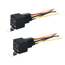 リレー 5極 車載リレー 12V 40A 【2点セット】5ピンヒューズのオン/オフ ソケットおよびハーネス付き 自動車用モーター用 黒(3)