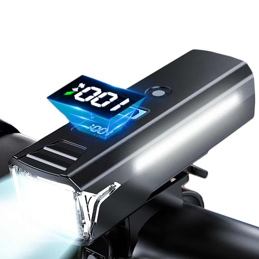 自転車 ライト 大容量3000mAh ディジタル電気量 光センサー 高輝度 2100ルーメン 自動点灯モード TYPE-..