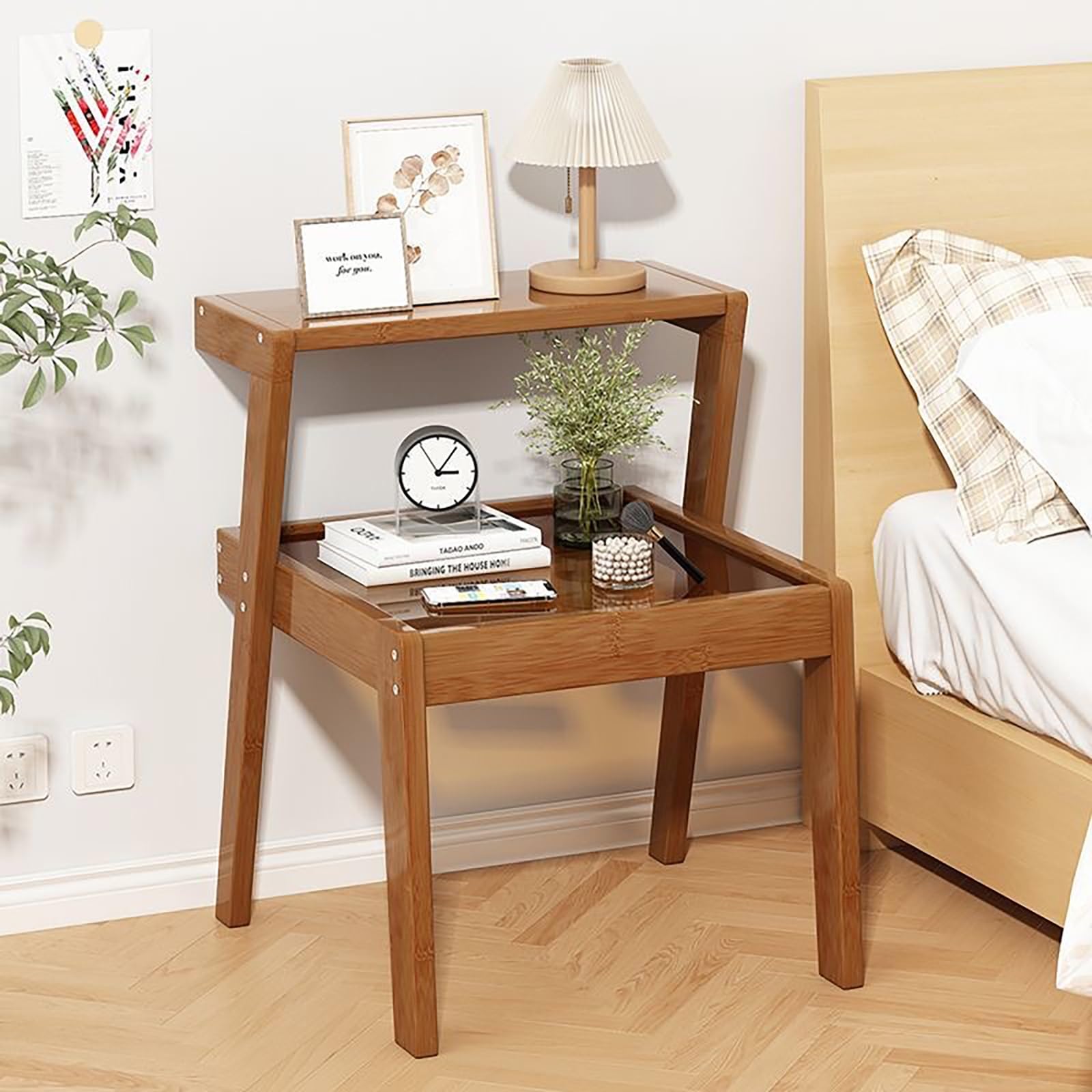 ナイトテーブル ベッドサイドキャビネット 収納キャビネット 飾り台 ベッドサイドオーガナイザー サイ..