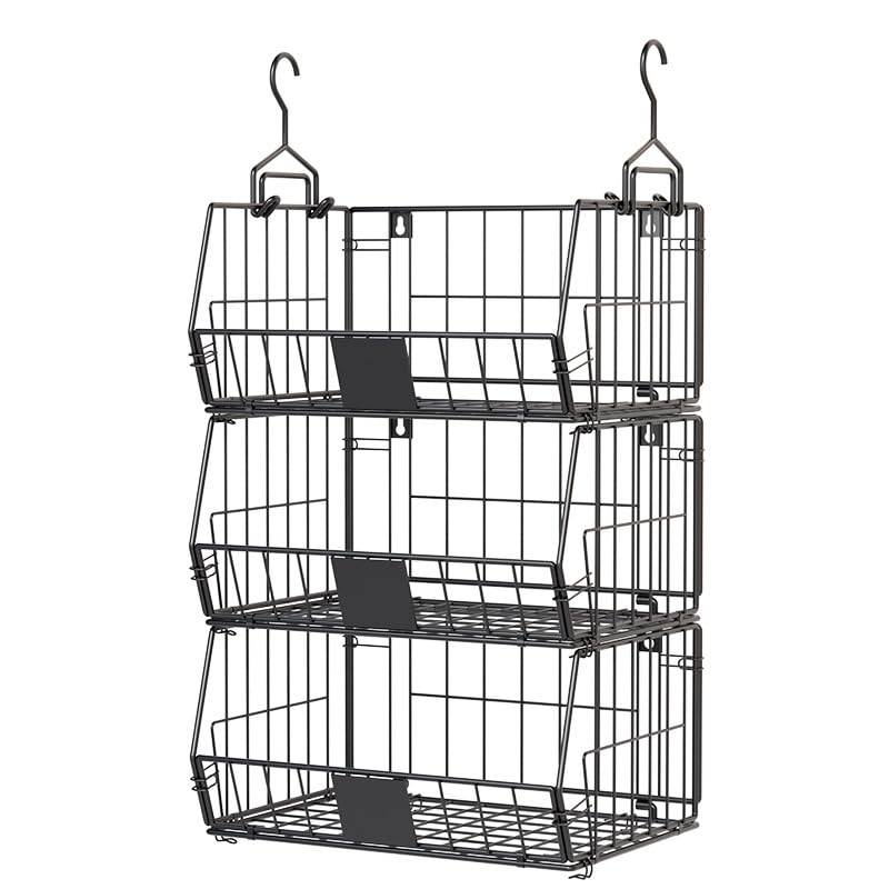 吊り下げ棚 3個セット クローゼット収納 折り畳み式『2025年改良』衣類ラック 複数連結 吊り棚 吊り下げラック 戸棚下ラック 大容量 ワイヤーバスケット キ...
