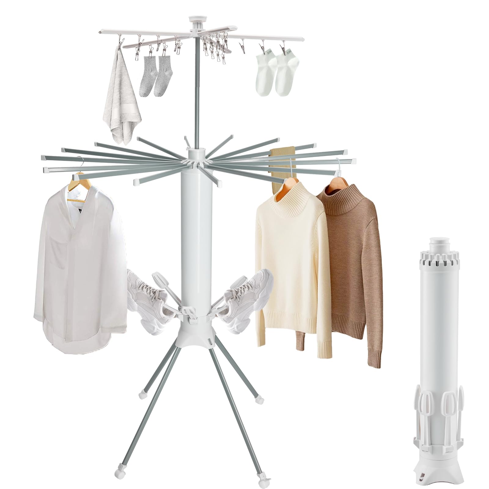 洗濯物干し室内物干し 折りたたみ コンパクト オクトパスハンガー ベランダ 屋外 倒れない 頑丈 多機能..