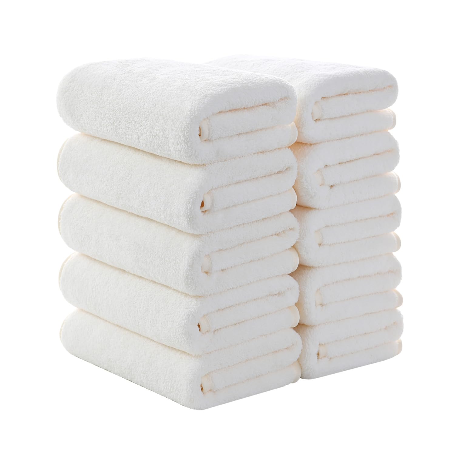 フェイスタオル マイクロファイバー 10枚セット タオル ふわふわ ホテル仕様 35*75cm 柔らか肌触り 吸水 速乾 家庭 サロン エステ スポーツ 業務用 (5色, 35X75cm)