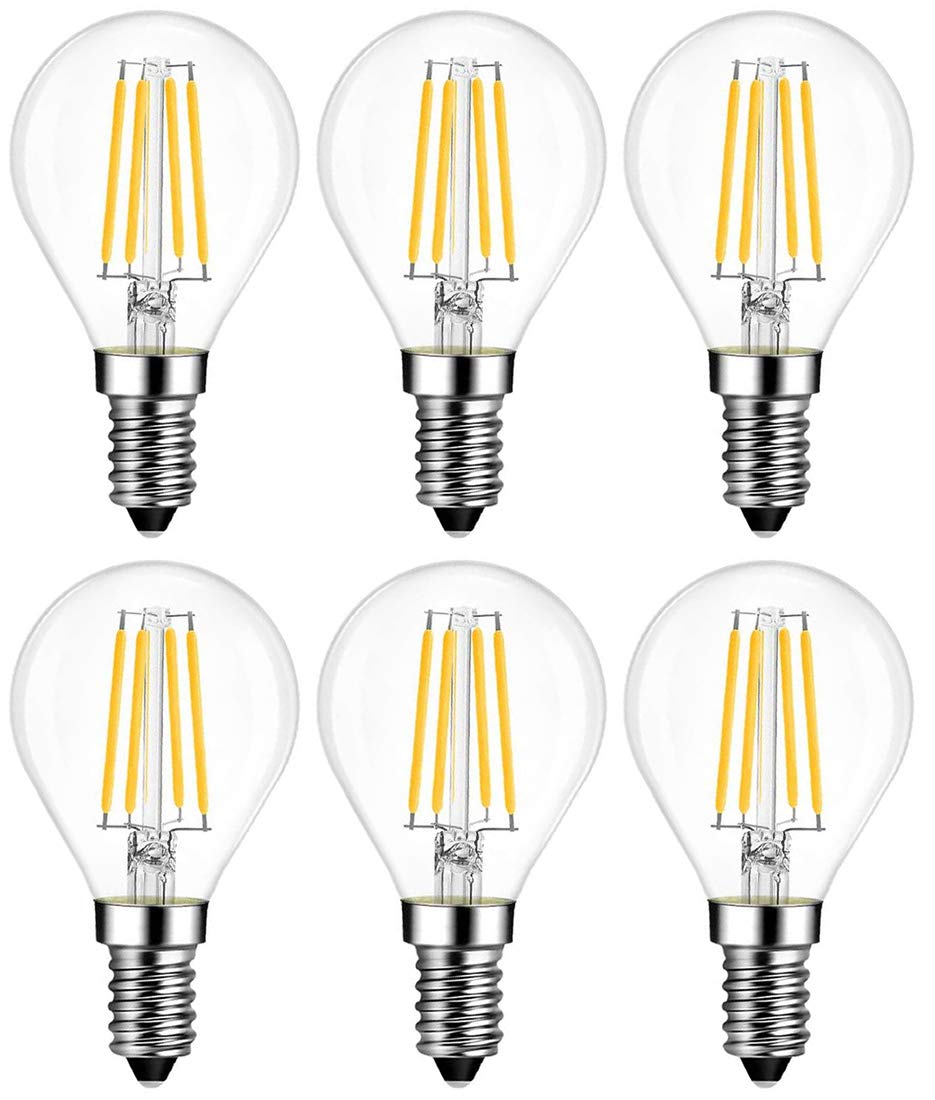G45 LED フィラメント電球 4W 400LM E12口金 2700K-3000K暖色ウォームホワイト 110-120V AC 40W白熱ランプ相当 (4W 6個)
