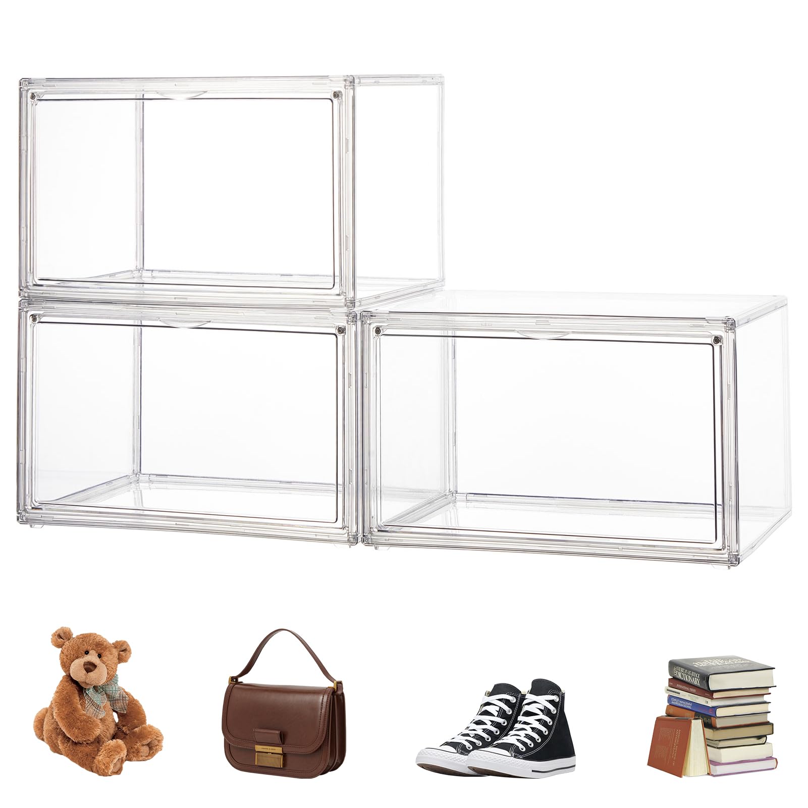 フィギュアケース 3個セット コレクションケース 収納ケース アクリルケース 積み重ね式 マグネット式..