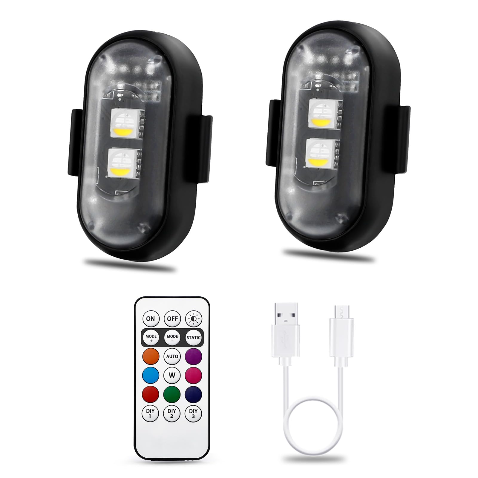 LED ストロボライト 車 ストロボ リモコン付き 8色変化 点滅ランプ メモリー機能 USB充電式 汎用 バイ..