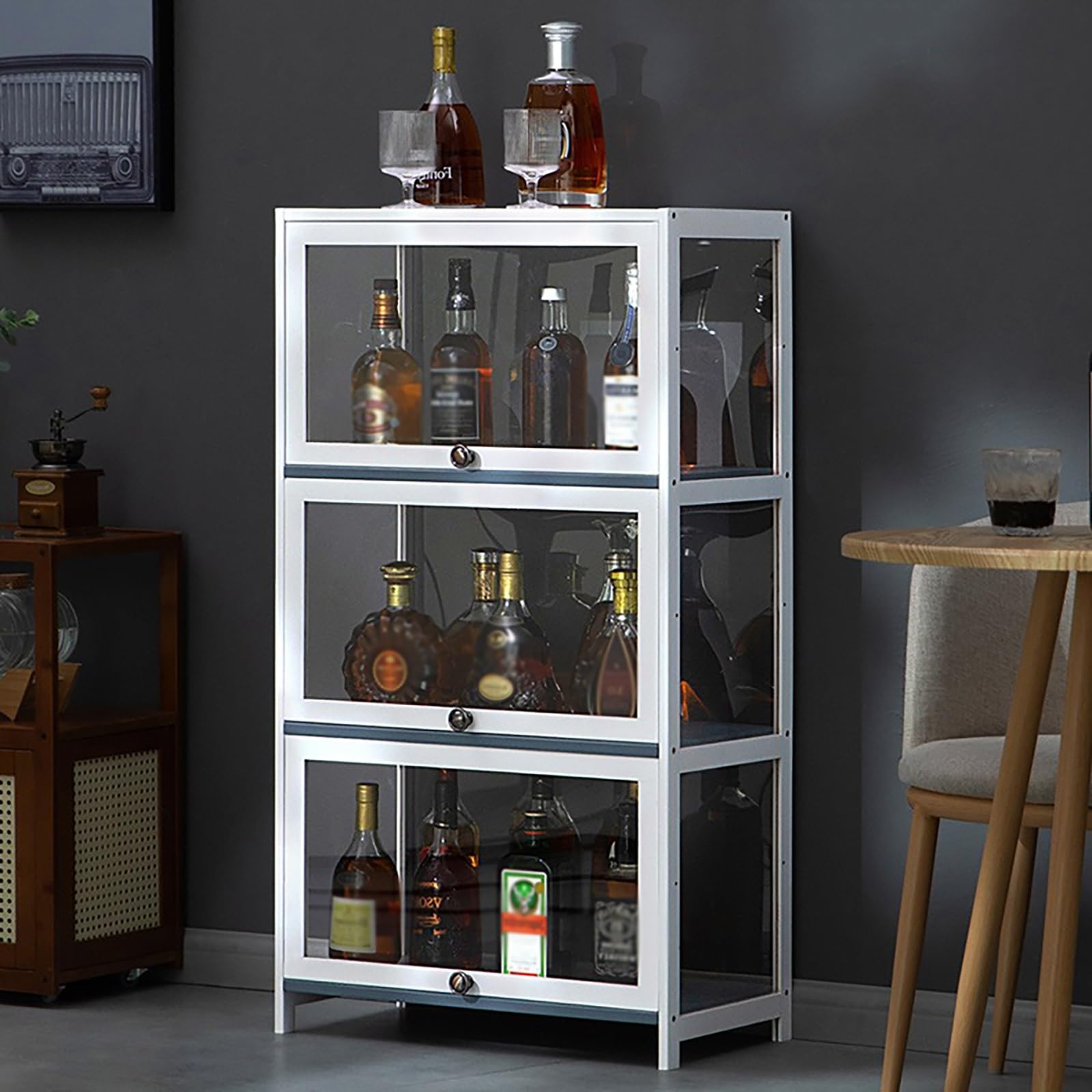 酒棚 ウイスキー 棚 竹の製 ワインバーキャビネット お酒収納ラック 大容量 多層収納ラック 多機能ワイ..