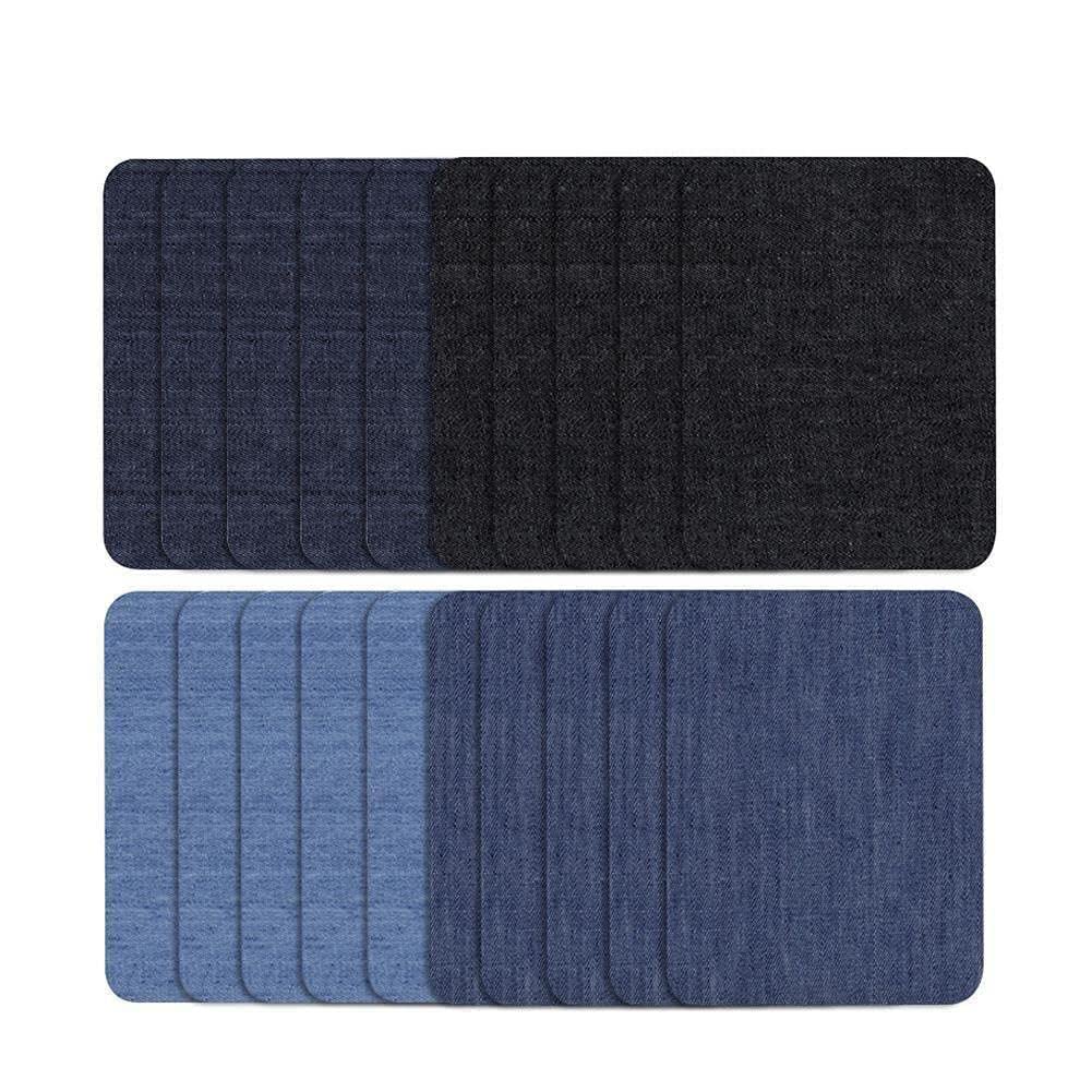 20 個デニムパッチ アイアンでデニム肘パッチ修理パンツジャン服アパレル縫製生地 デニム補修キット ジ..