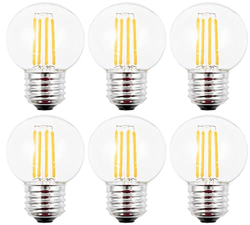 6個入 LED フィラメント電球 G50/G16.5 4W 400LM E26口金 2700K暖色ウォームホワイト 100-130V AC 40W白熱ランプのお替り 40W白熱ランプ相当 (4W E26 6個入)