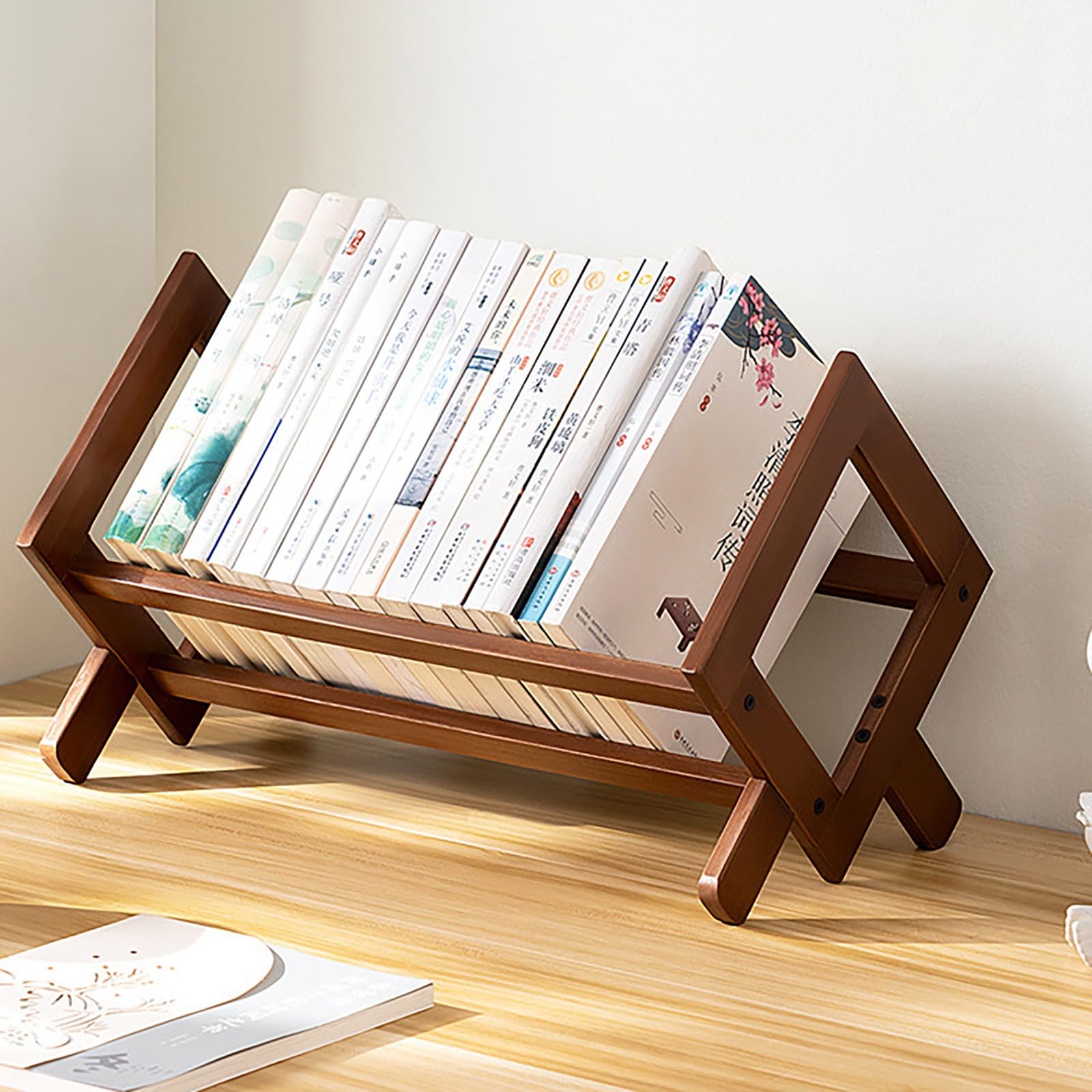 卓上本棚 本棚 卓上棚 デスクトップ本棚 ブックスタンド 天然竹製 小さい本棚 本立て 本棚 オフィス収..