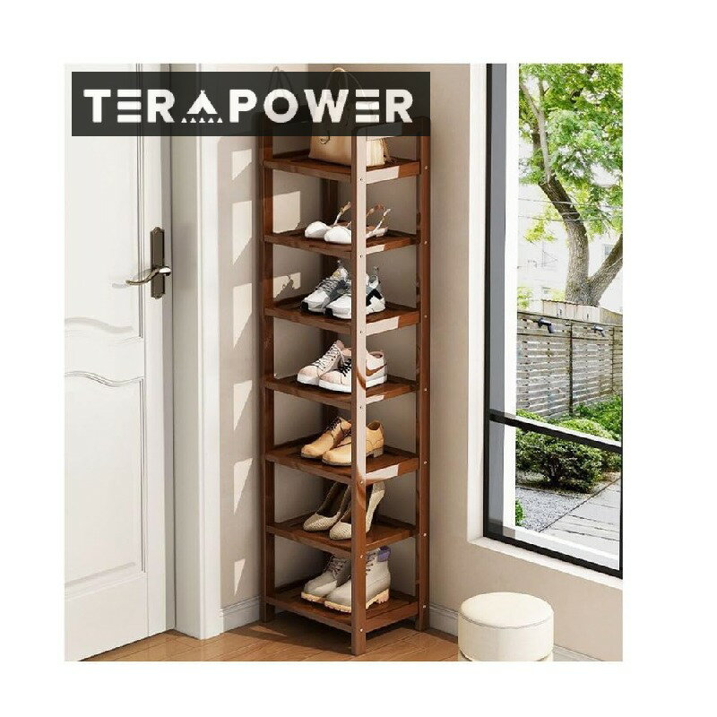 垂直 シューズラック 5/7/9段 靴箱 収納 竹 大容量 つっぱり 靴収納ボックス 組み立て式 下駄箱 収納 ..