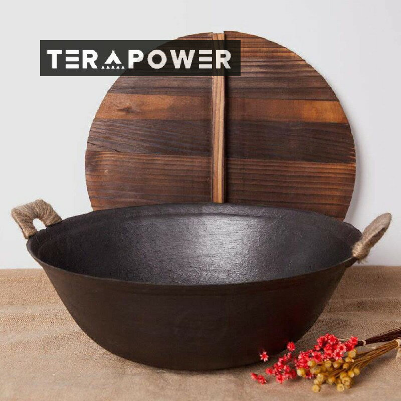 鋳鉄鍋鍋家庭用両耳大型鉄鍋昔ながらの丸底ガス40cm多目的鍋、40CM