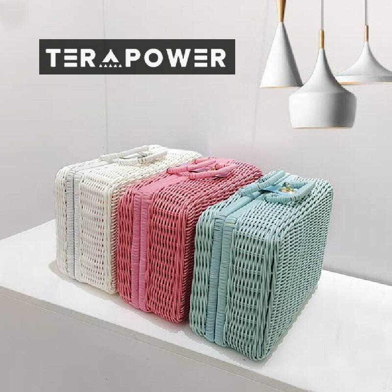 かごバッグトランクピクニック籐キー付き収納収納おもちゃ収納小物収納かわいいピンク水色白展示インテ..