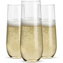 24個、ステムのないプラスチック、シャンパンフルート、9オンスプラスチックシャンパングラス、結婚式やパーティー用、使い捨ての壊れない乾杯グラス
