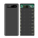 5VデュアルUSB 8X18650パワーバンクケース、デジタルディスプレイ画面付き、携帯電話充電器18650バッテリーホルダー、ブラック