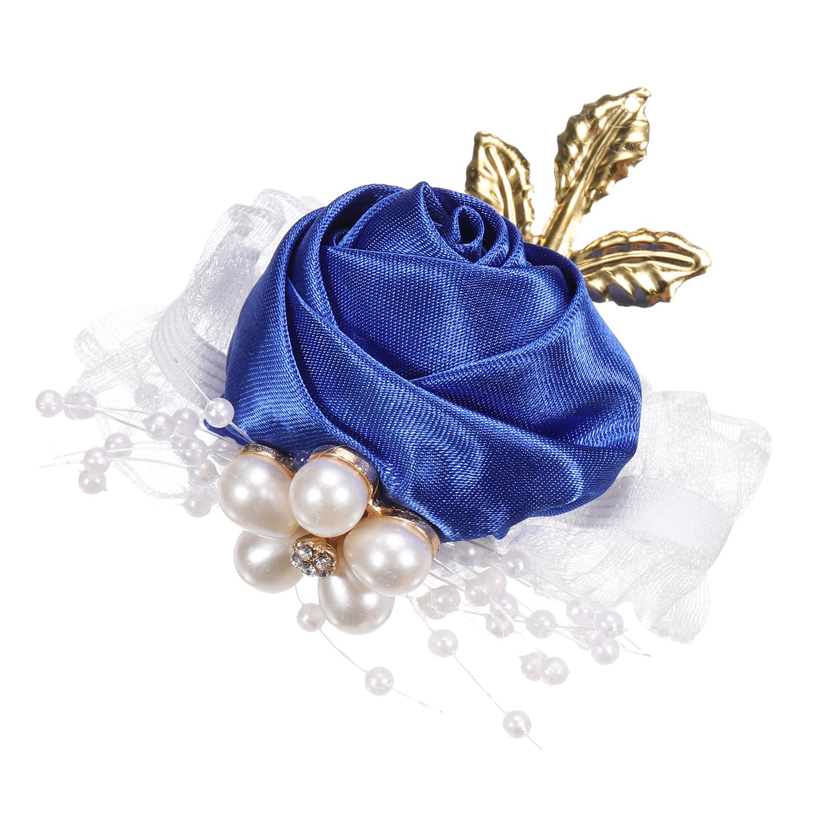 リストコサージュ 人工花ブレスレット 1個入り ローズリスト花嫁新郎装飾 結婚式 プロム パーティー 記念日用 7x7cm 深い青色