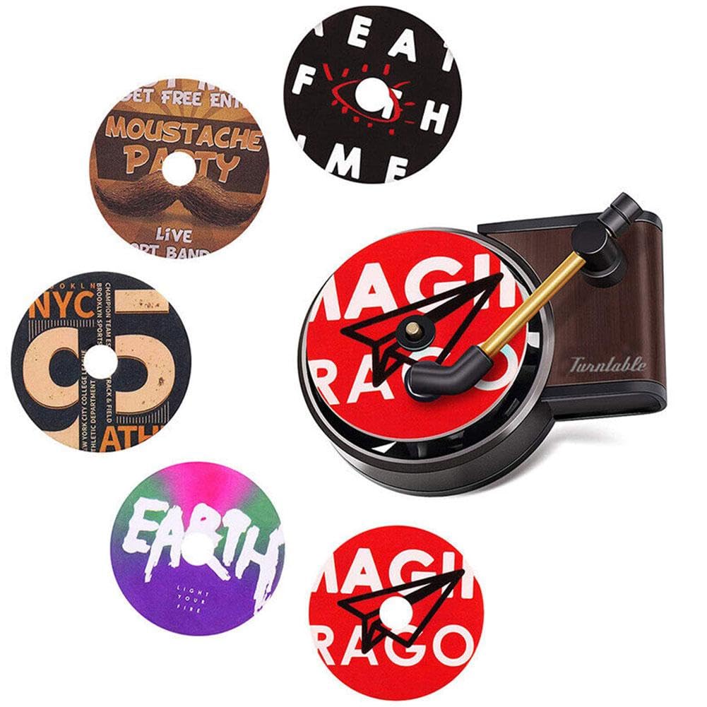 車用芳香剤 蓄音機レコードプレーヤーデザインターンテーブルディフューザー アロマペーパー5枚付き フレグランス アナログレコード 車載 クリップ式 回転 レトロスタイル エアコン吹き出し口用 取り付け簡単