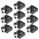 T ソケットヘッドフォンステレオジャック 2.5mm PCBマウント 5ピン オーディオビデオコネクタPJ204 ブラック 10個(3)
