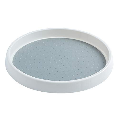 360回転滑り止め調味料タンクスパイス収納ラックパントリーキャビネットターンテーブルワイドベースオーガナイザー付き-グレー25cm