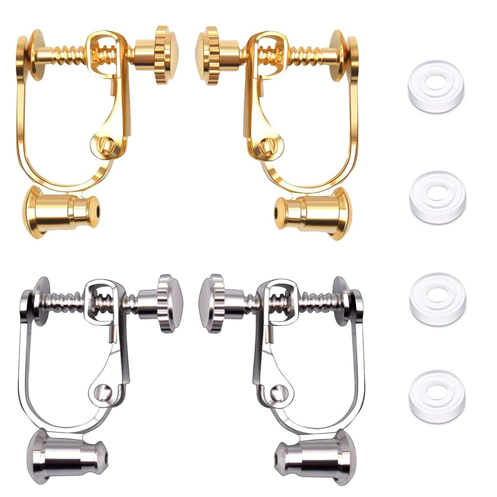 サムコス イヤリングコンバーター イヤリングコンバーター ピアスパーツ 2色セット シルバー ゴールド ..