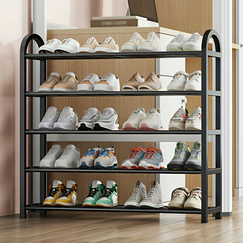 省スペース多層シューズラック - 簡単組み立て、玄関、リビングルーム、ベッドルーム用大容量収納オーガナイザー - 耐久性のあるプラスチック/金属構造.