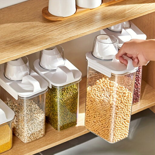 1pc ポータブルプラスチック食品保存ボックス、蓋付き透明シリアル保存容器、大型キッチン保存容器 1pc ポータブルプラスチック食品保存ボックス、蓋付き透明シリアル保存容器、大型キッチン保存容器
