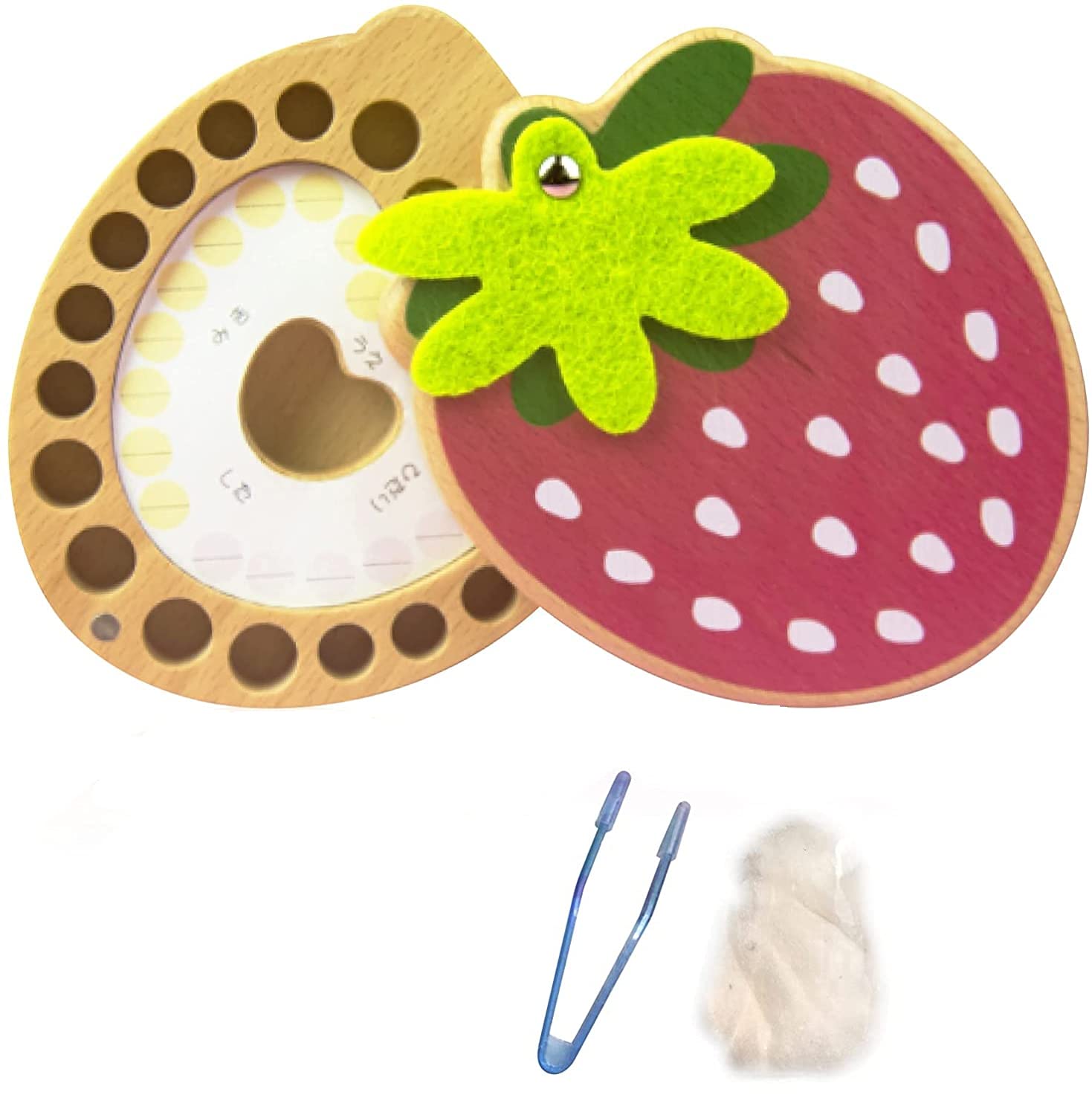 乳歯ケース 入れ歯ケース 子供 乳歯ボックス 乳歯箱 いちご 女の子 男の子 日付プレート付き 乳歯入れ ..