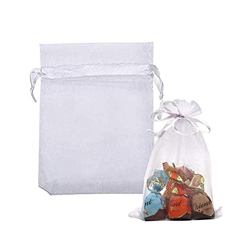 50枚 巾着袋 オーガンジー ラッピング 袋 ポプリ 包装 プレゼント ギフト 透明 無地 小物入れ 誕生日 結婚式 サシェ用バッグ プレゼント プチギフト ジュエリー アクセサリー お菓子 (7*9cm)(3)