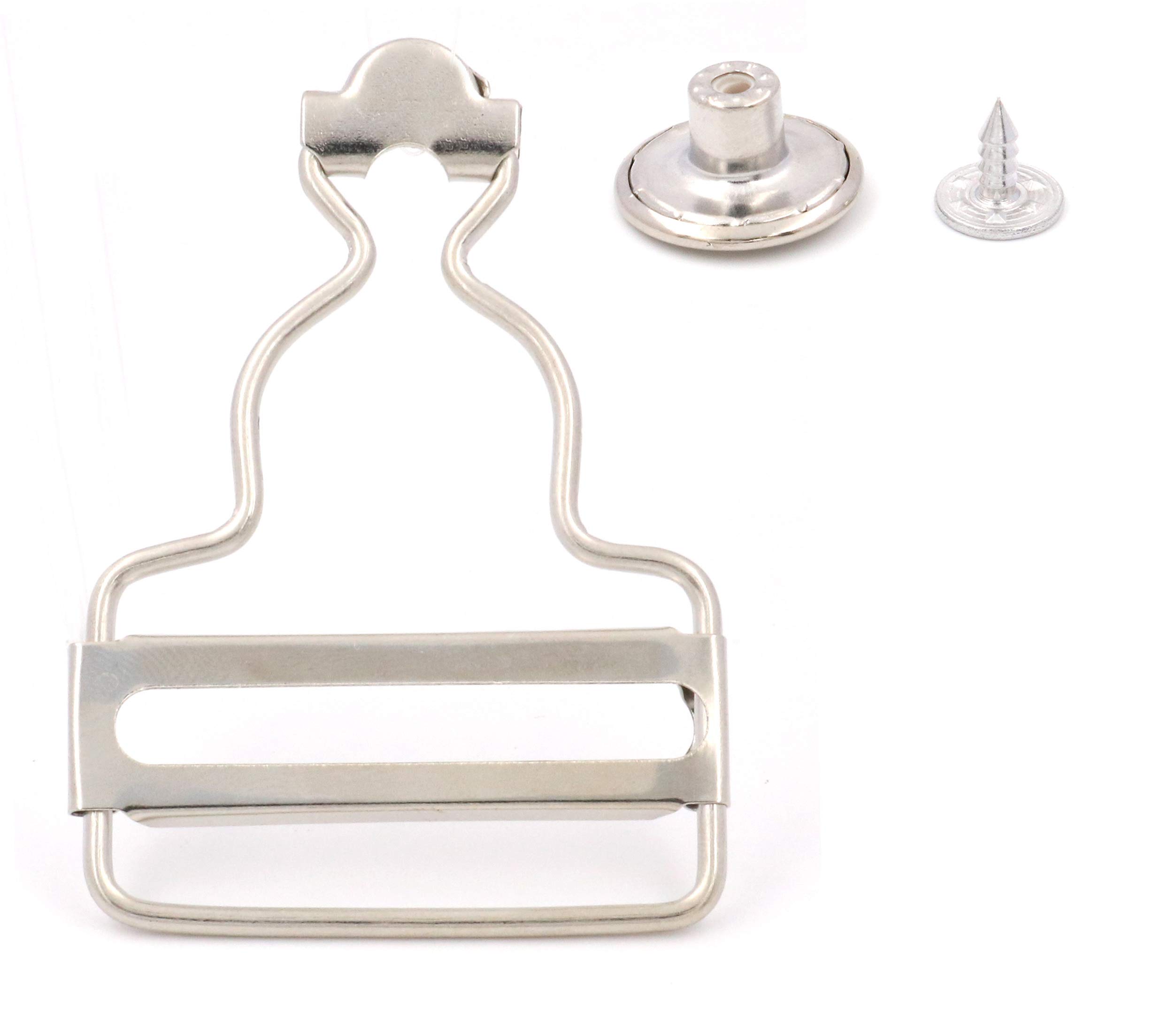 1.5インチ 内側下部幅 シルバー スライダー ダンガリー ファスナー オーバーオール クリップ サスペン..